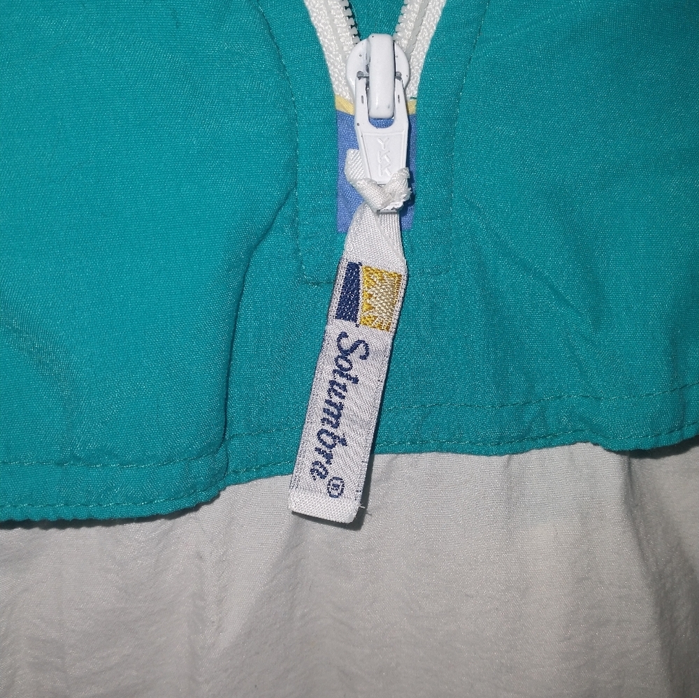Vintage Solumbra 90"s 'Teal and White Half-Zip Pullover Windbreaker M - Picture 2 of 5